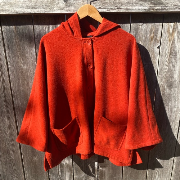 Eileen Fisher Size Large Orange Poncho Style Jacket - Picture 1 of 10